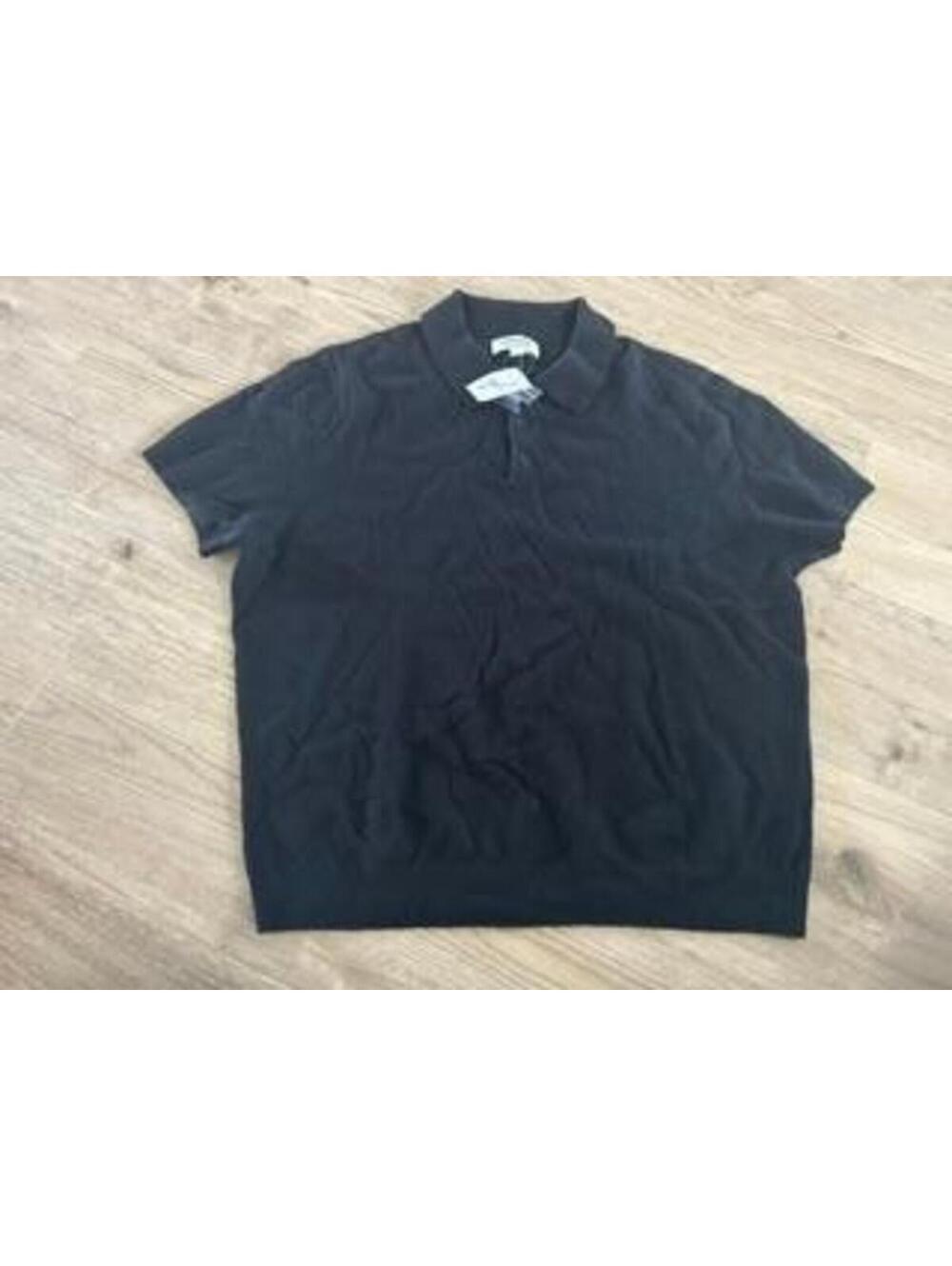 Nordstrom 100% Cashmere Polo Shirt Mens XL Black Short Sleeve Knit Sweater NWT